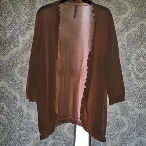 Pink Ruffled Open Cardigan